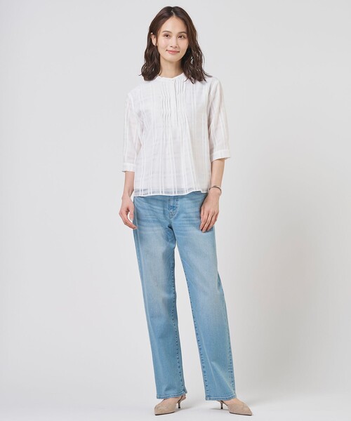 J.PRESS(ジェイプレス)の「シアーチェック カットソー(Tシャツ/カットソー・レディース・スカイブルー系3/ホワイト系3/ダルブルー系3・LARGE/MEDIUM)」の9枚目の写真