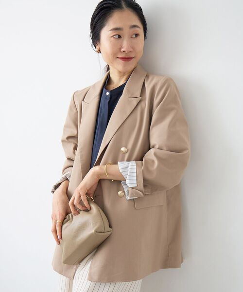 le.coeur blanc（ルクールブラン）の「ダブルブレストジャケット（テーラードジャケット・レディース・ベージュ/ネイビー・36/38）」の12枚目の写真