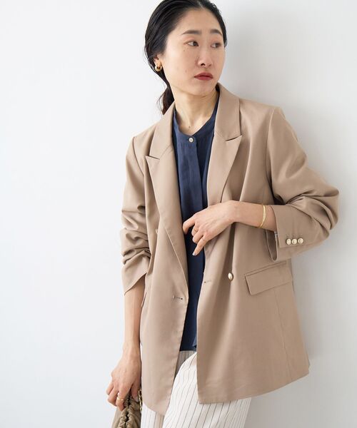 le.coeur blanc（ルクールブラン）の「ダブルブレストジャケット（テーラードジャケット・レディース・ベージュ/ネイビー・36/38）」の13枚目の写真