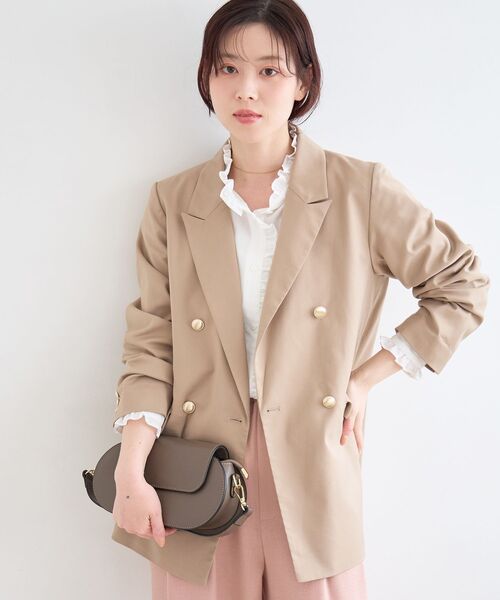 le.coeur blanc（ルクールブラン）の「ダブルブレストジャケット（テーラードジャケット・レディース・ベージュ/ネイビー・36/38）」の3枚目の写真