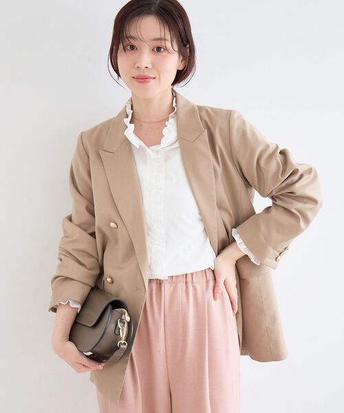 le.coeur blanc（ルクールブラン）の「ダブルブレストジャケット（テーラードジャケット・レディース・ベージュ/ネイビー・36/38）」の9枚目の写真