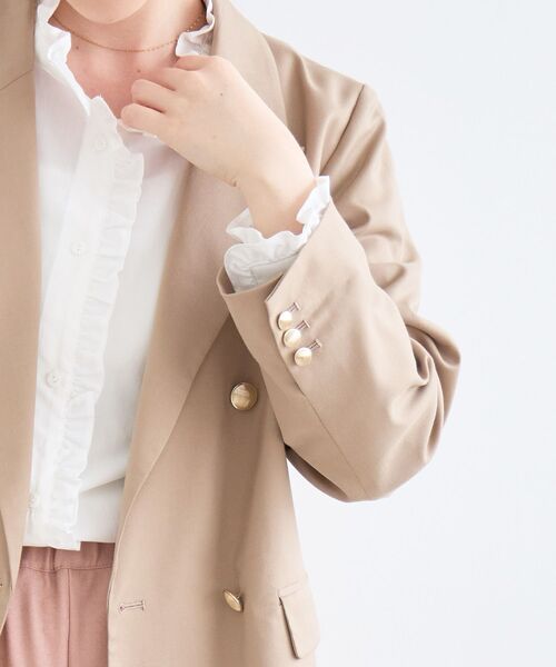 le.coeur blanc（ルクールブラン）の「ダブルブレストジャケット（テーラードジャケット・レディース・ベージュ/ネイビー・36/38）」の10枚目の写真