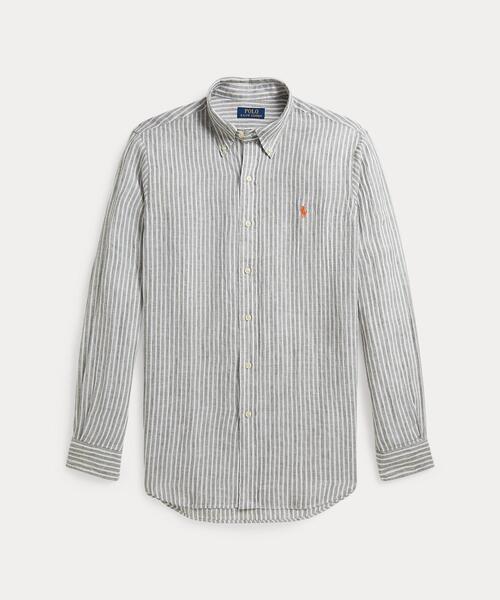 POLO RALPH LAUREN(ポロ ラルフ ローレン)の「クラシック フィット ストライプド リネン シャツ(シャツ/ブラウス・メンズ・グリーン・S/M/L/XXL)」の1枚目の写真