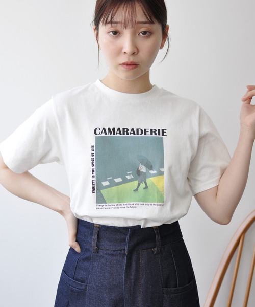 Meli rich（メリーリッチ）の「カラーフォトプリントコンパクトＴ（Tシャツ/カットソー・レディース・ホワイト系その他/ホワイト系その他2/ブラック/ホワイト系その他3・FREE）」の5枚目の写真