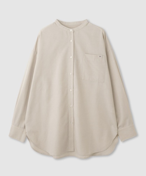 NAVY（ネイビー）の「NAVY　リネンブレンドバンドカラールーズシャツ（シャツ/ブラウス・レディース・ネイビー/ベージュ/ブルー・M/L）」の2枚目の写真