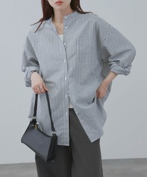 NAVY | NAVY リネンブレンドバンドカラールーズシャツ(シャツ/ブラウス)
