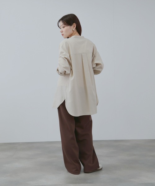 NAVY（ネイビー）の「NAVY　リネンブレンドバンドカラールーズシャツ（シャツ/ブラウス・レディース・ネイビー/ベージュ/ブルー・M/L）」の11枚目の写真