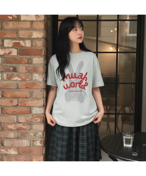 muahmuah（ムーアムーア）の「レビットムア レグラン半袖Tシャツ [3色]（Tシャツ/カットソー・レディース・アイボリー/ブラック/ミント・FREE）」の3枚目の写真