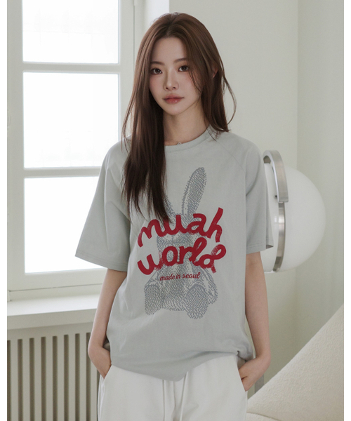 muahmuah（ムーアムーア）の「レビットムア レグラン半袖Tシャツ [3色]（Tシャツ/カットソー・レディース・アイボリー/ブラック/ミント・FREE）」の20枚目の写真
