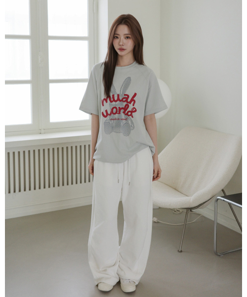 muahmuah（ムーアムーア）の「レビットムア レグラン半袖Tシャツ [3色]（Tシャツ/カットソー・レディース・アイボリー/ブラック/ミント・FREE）」の19枚目の写真