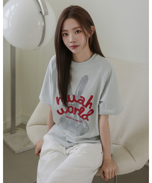 muahmuah（ムーアムーア）の「レビットムア レグラン半袖Tシャツ [3色]（Tシャツ/カットソー・レディース・アイボリー/ブラック/ミント・FREE）」の18枚目の写真