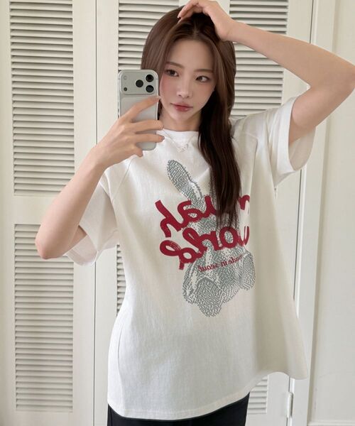 muahmuah（ムーアムーア）の「レビットムア レグラン半袖Tシャツ [3色]（Tシャツ/カットソー・レディース・アイボリー/ブラック/ミント・FREE）」の14枚目の写真