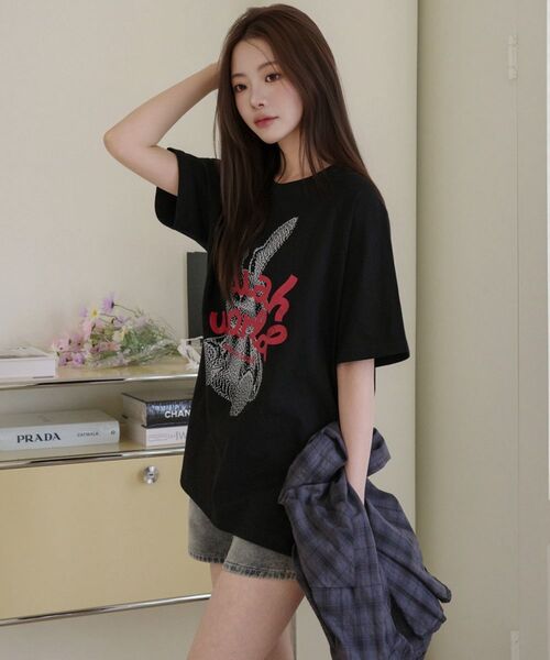 muahmuah（ムーアムーア）の「レビットムア レグラン半袖Tシャツ [3色]（Tシャツ/カットソー・レディース・アイボリー/ブラック/ミント・FREE）」の13枚目の写真