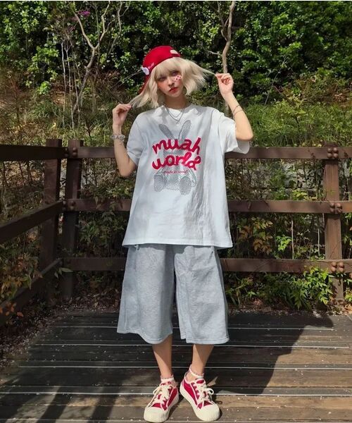 muahmuah（ムーアムーア）の「レビットムア レグラン半袖Tシャツ [3色]（Tシャツ/カットソー・レディース・アイボリー/ブラック/ミント・FREE）」の5枚目の写真