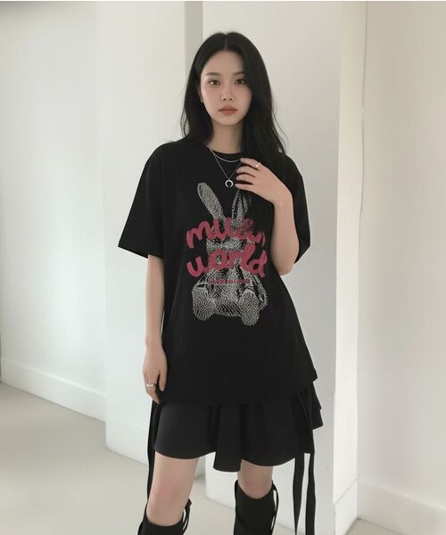 muahmuah（ムーアムーア）の「レビットムア レグラン半袖Tシャツ [3色]（Tシャツ/カットソー・レディース・アイボリー/ブラック/ミント・FREE）」の10枚目の写真