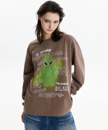 HOODHOOD | スプレーエイリアンロングスリーブTシャツブラウン(Tシャツ/カットソー)