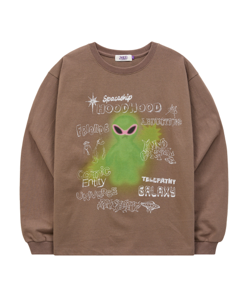 HOODHOOD（フッドフッド）の「スプレーエイリアンロングスリーブTシャツブラウン（Tシャツ/カットソー・レディース・その他・1/2）」の5枚目の写真