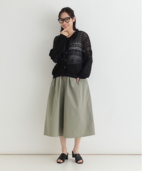 Right-on（ライトオン）の「【HONEYSUCKLE ROSE】シャーリングウエストパンツ (スカート見え / クロップド丈 / サイドポケット)（その他パンツ・レディース・ブラック/カーキブラウン/ネイビー・L/M）」の10枚目の写真