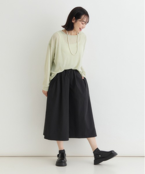 Right-on（ライトオン）の「【HONEYSUCKLE ROSE】シャーリングウエストパンツ (スカート見え / クロップド丈 / サイドポケット)（その他パンツ・レディース・ブラック/カーキブラウン/ネイビー・L/M）」の18枚目の写真