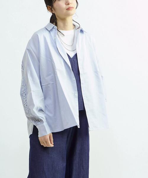 CONVERSE TOKYO(コンバーストウキョウ)の「STAR★ LACE OVERSIZED SHIRT(シャツ/ブラウス・レディース・サックスブルー/ブラック/ホワイト/ピンク・FREE)」の19枚目の写真