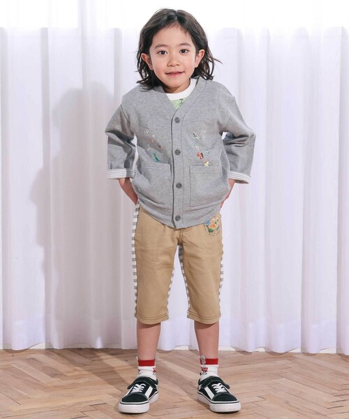 SLAP SLIP（スラップスリップ）の「袖裏ボーダーVネックカーディガン(80~130cm)（カーディガン/ボレロ・キッズ・グレー系その他/ネイビー・80ｃｍ/90cm/110cm/100cm/130cm/120cm）」の5枚目の写真