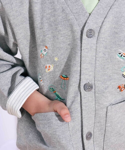 SLAP SLIP（スラップスリップ）の「袖裏ボーダーVネックカーディガン(80~130cm)（カーディガン/ボレロ・キッズ・グレー系その他/ネイビー・80ｃｍ/90cm/110cm/100cm/130cm/120cm）」の6枚目の写真