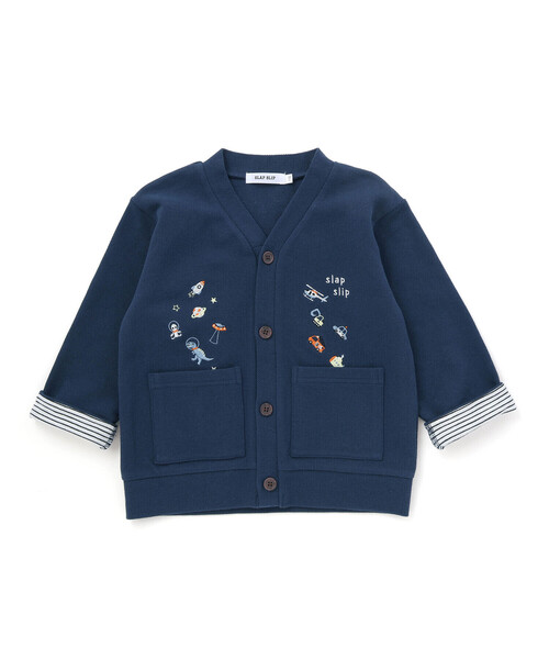 SLAP SLIP（スラップスリップ）の「袖裏ボーダーVネックカーディガン(80~130cm)（カーディガン/ボレロ・キッズ・グレー系その他/ネイビー・80ｃｍ/90cm/110cm/100cm/130cm/120cm）」の7枚目の写真