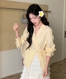 ウエストドロストデザインスキッパーシャツ