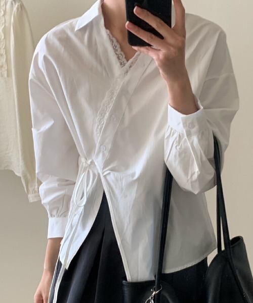 GEMEDA（ジェメダ）の「ウエストドロストデザインスキッパーシャツ（シャツ/ブラウス・レディース・イエロー/ホワイト/ライトブルー・M）」の13枚目の写真
