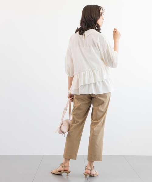 BARNYARDSTORM（バンヤードストーム）の「【『BABALOG』YouTubeご紹介アイテム】BARNYARDSTORM / リネンストレッチスリムパンツ【WEB限定サイズL】＜セットアップ対応＞（その他パンツ・レディース・ベージュ/ブラック・S/L/M）」の3枚目の写真