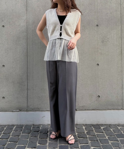 &g'aime(アンジェム)の「【&g'aime 】チュールレイヤードベスト Layered Tulle Vest(ニット/セーター・レディース・アイボリー/ブラック・FREE)」の12枚目の写真