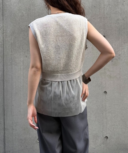 &g'aime(アンジェム)の「【&g'aime 】チュールレイヤードベスト Layered Tulle Vest(ニット/セーター・レディース・アイボリー/ブラック・FREE)」の9枚目の写真