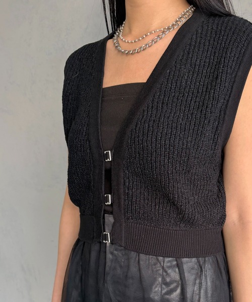 &g'aime(アンジェム)の「【&g'aime 】チュールレイヤードベスト Layered Tulle Vest(ニット/セーター・レディース・アイボリー/ブラック・FREE)」の22枚目の写真