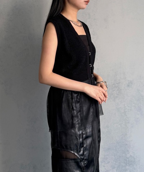 &g'aime(アンジェム)の「【&g'aime 】チュールレイヤードベスト Layered Tulle Vest(ニット/セーター・レディース・アイボリー/ブラック・FREE)」の18枚目の写真