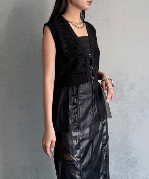 &g'aime(アンジェム)の「【&g'aime 】チュールレイヤードベスト Layered Tulle Vest(ニット/セーター・レディース・アイボリー/ブラック・FREE)」の19枚目の写真
