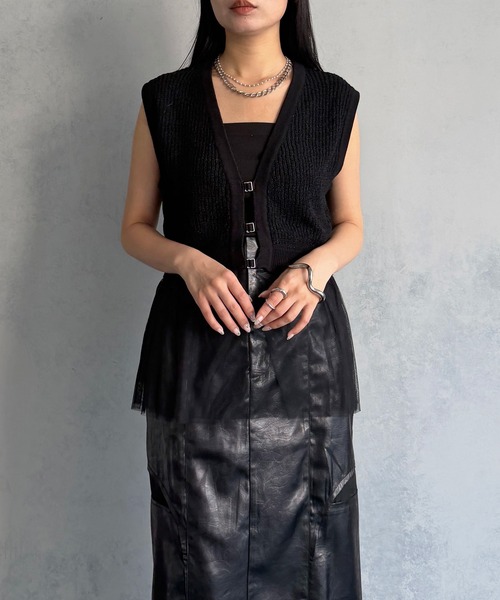 &g'aime(アンジェム)の「【&g'aime 】チュールレイヤードベスト Layered Tulle Vest(ニット/セーター・レディース・アイボリー/ブラック・FREE)」の15枚目の写真