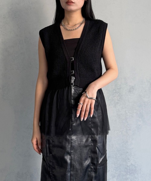 &g'aime(アンジェム)の「【&g'aime 】チュールレイヤードベスト Layered Tulle Vest(ニット/セーター・レディース・アイボリー/ブラック・FREE)」の16枚目の写真
