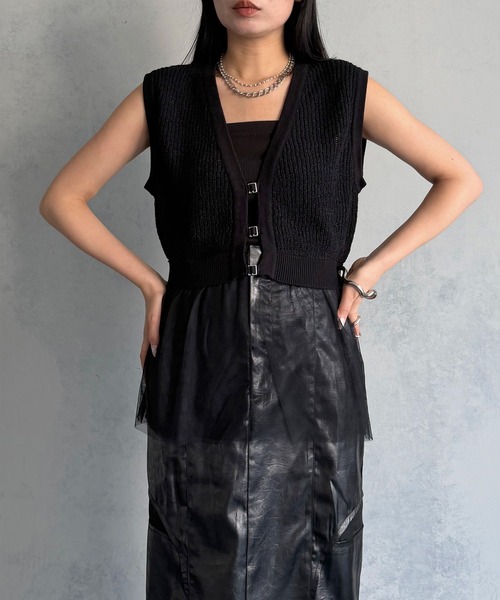 &g'aime(アンジェム)の「【&g'aime 】チュールレイヤードベスト Layered Tulle Vest(ニット/セーター・レディース・アイボリー/ブラック・FREE)」の17枚目の写真