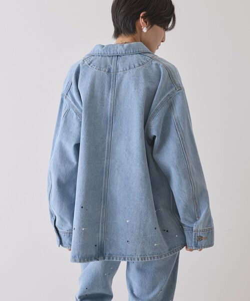 AMERICAN HOLIC（アメリカンホリック）の「ペイントデニムカバーオールジャケット（デニムジャケット・レディース・ライトインディゴブルー/インディゴブルー/ホワイト・FREE）」の8枚目の写真