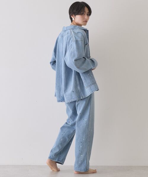 AMERICAN HOLIC（アメリカンホリック）の「ペイントデニムカバーオールジャケット（デニムジャケット・レディース・ライトインディゴブルー/インディゴブルー/ホワイト・FREE）」の15枚目の写真