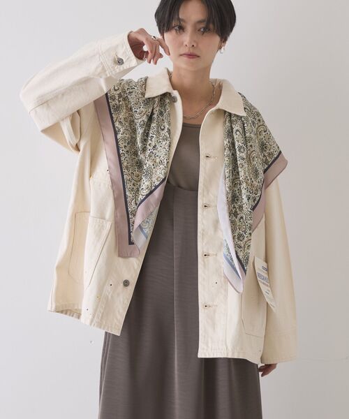 AMERICAN HOLIC（アメリカンホリック）の「ペイントデニムカバーオールジャケット（デニムジャケット・レディース・ライトインディゴブルー/インディゴブルー/ホワイト・FREE）」の17枚目の写真