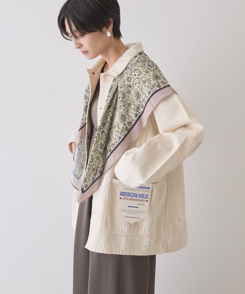 AMERICAN HOLIC（アメリカンホリック）の「ペイントデニムカバーオールジャケット（デニムジャケット・レディース・ライトインディゴブルー/インディゴブルー/ホワイト・FREE）」の18枚目の写真