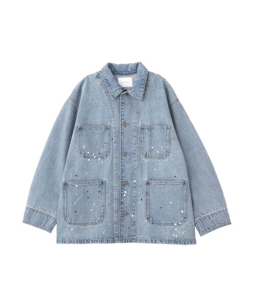 セール】ペイントデニムカバーオールジャケット(デニムジャケット セール】ペイントデニムカバーオールジャケット(デニムジャケット