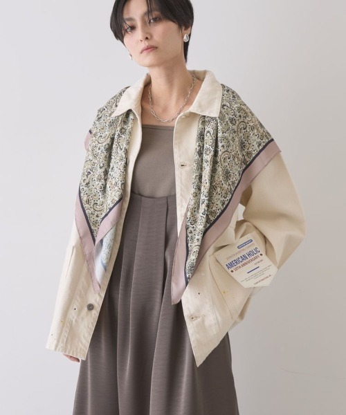 AMERICAN HOLIC（アメリカンホリック）の「ペイントデニムカバーオールジャケット（デニムジャケット・レディース・ライトインディゴブルー/インディゴブルー/ホワイト・FREE）」の4枚目の写真