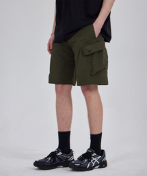 Nylon Taslan Belted Cargo Shorts - Khaki