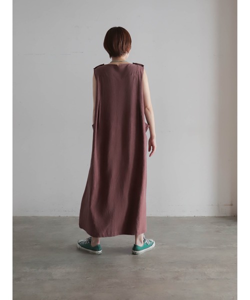 FIL DE FER（フィルデフェール）の「【予約】テンセルワッシャー　肩釦ノースリワンピース（ワンピース・レディース・ブラック/ボルドー・FREE）」の19枚目の写真