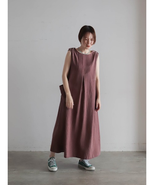 FIL DE FER（フィルデフェール）の「【予約】テンセルワッシャー　肩釦ノースリワンピース（ワンピース・レディース・ブラック/ボルドー・FREE）」の20枚目の写真