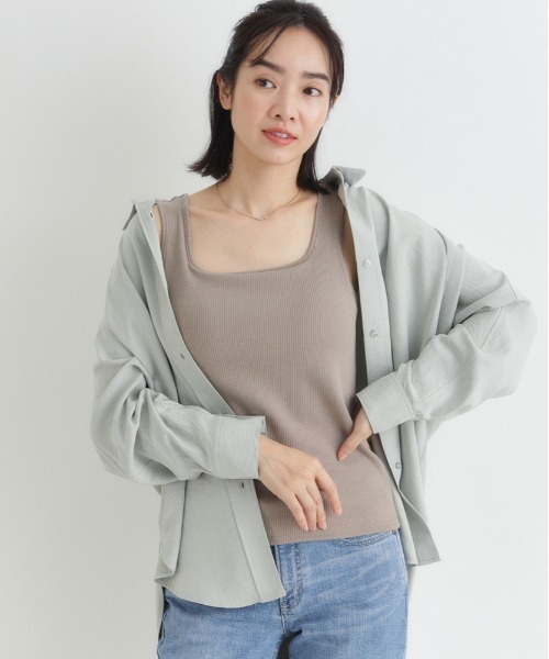 Right-on（ライトオン）の「HONEYSUCKLE ROSE(ハニーサックルローズ)ふらラクカップ付きスクエアタンクトップ（タンクトップ・レディース・ベージュ/ブラック/オフホワイト・S/M/L）」の13枚目の写真