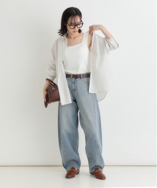 Right-on（ライトオン）の「HONEYSUCKLE ROSE(ハニーサックルローズ)ふらラクカップ付きスクエアタンクトップ（タンクトップ・レディース・ベージュ/ブラック/オフホワイト・S/M/L）」の18枚目の写真