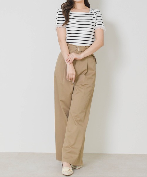 MISCH MASCH（ミッシュマッシュ）の「2026春夏新作 ウエストフリルチノタックワイドパンツ（その他パンツ・レディース・キャメル/ベージュ・M/S）」の3枚目の写真